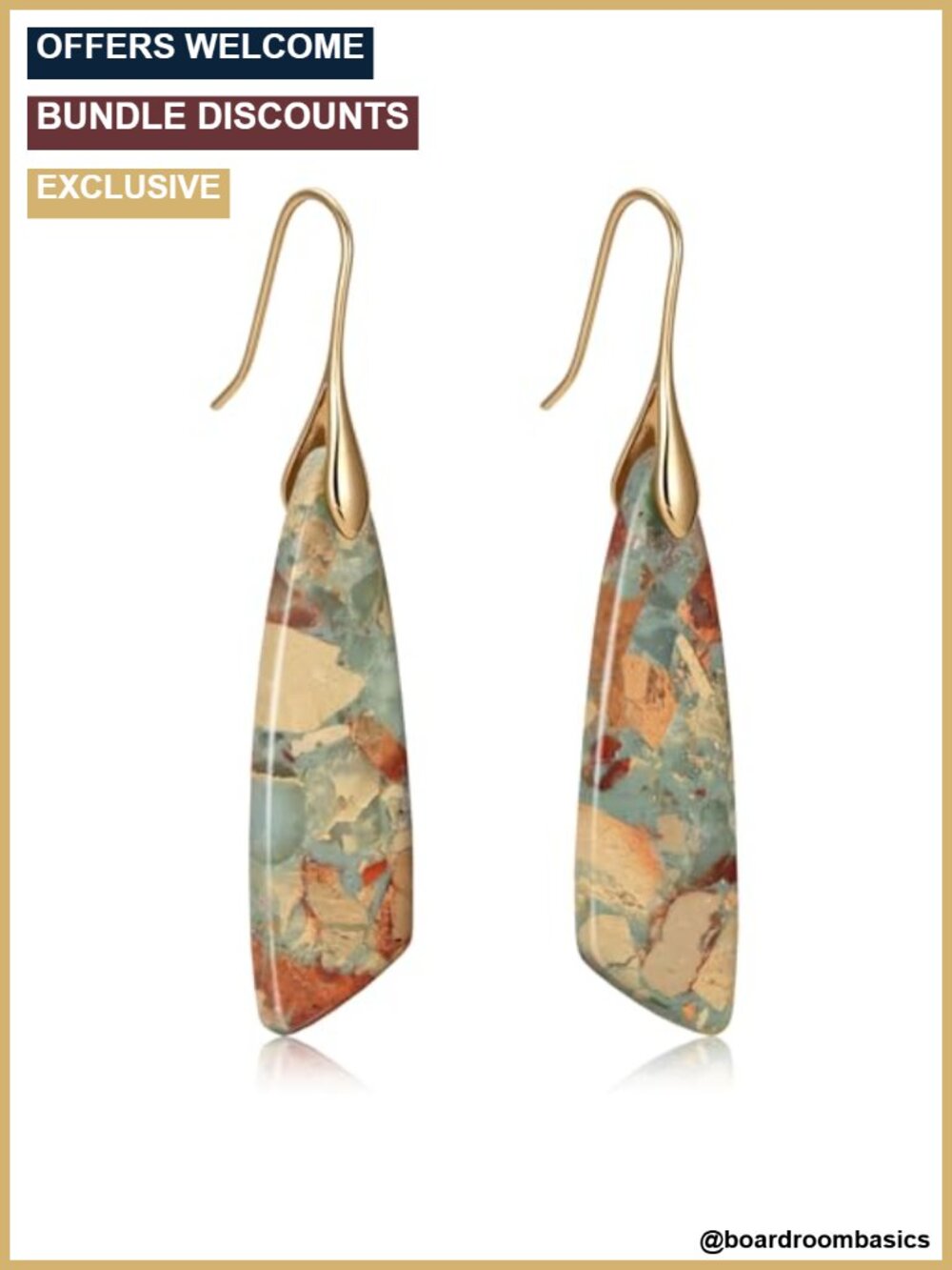 Stone Dangle Drop Earrings Boho Geometric Lightweight Statement Jewelry Gift